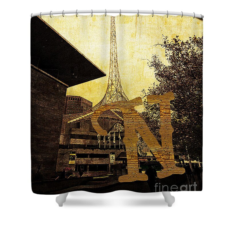 National Shower Curtain featuring the photograph Grungy Melbourne Australia Alphabet Series Letter N National Gal by Beverly Claire Kaiya
