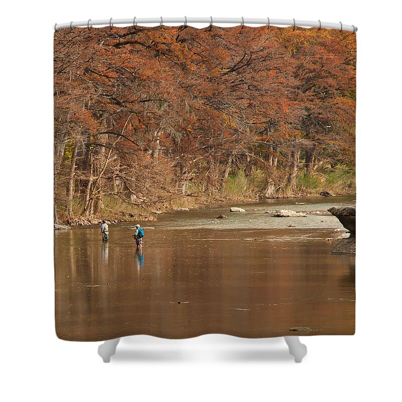 Fly Fishing Shower Curtain featuring the photograph Guadalupe River Fly Fishing by Brian Kinney