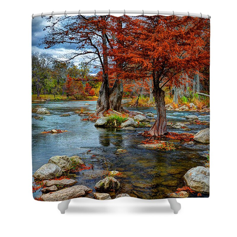 Guadalupe River In Autumn Shower Curtain featuring the photograph Guadalupe River in Autumn by Savannah Gibbs