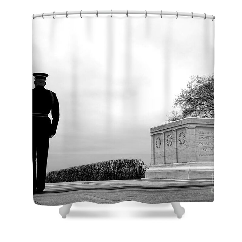 Tomb Shower Curtain featuring the photograph Guarding the Unknown Soldier by Olivier Le Queinec