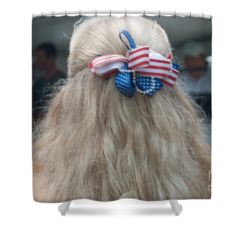 Blonde Shower Curtain featuring the photograph Red, White and Bow by George D Gordon III