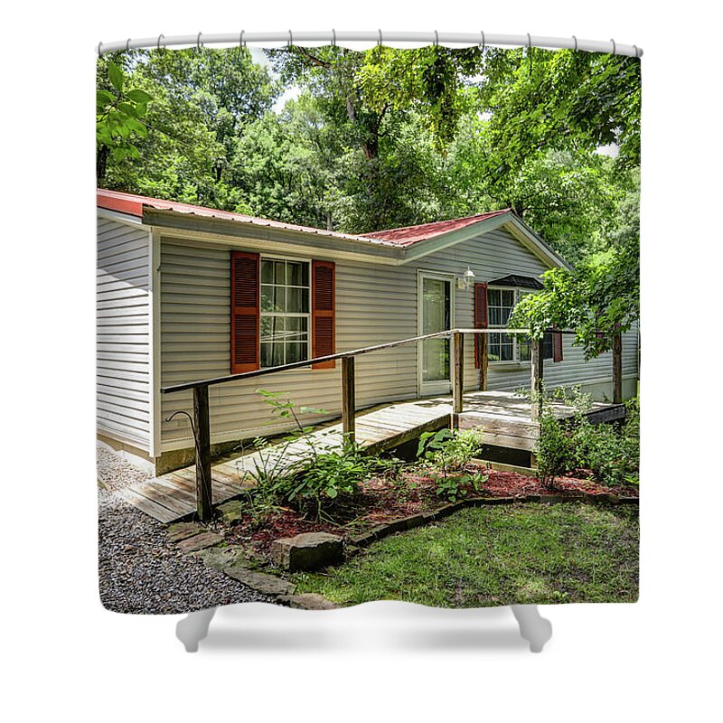 Real Estate Photography Shower Curtain featuring the photograph Guest house at Burns Rd by Jeff Kurtz