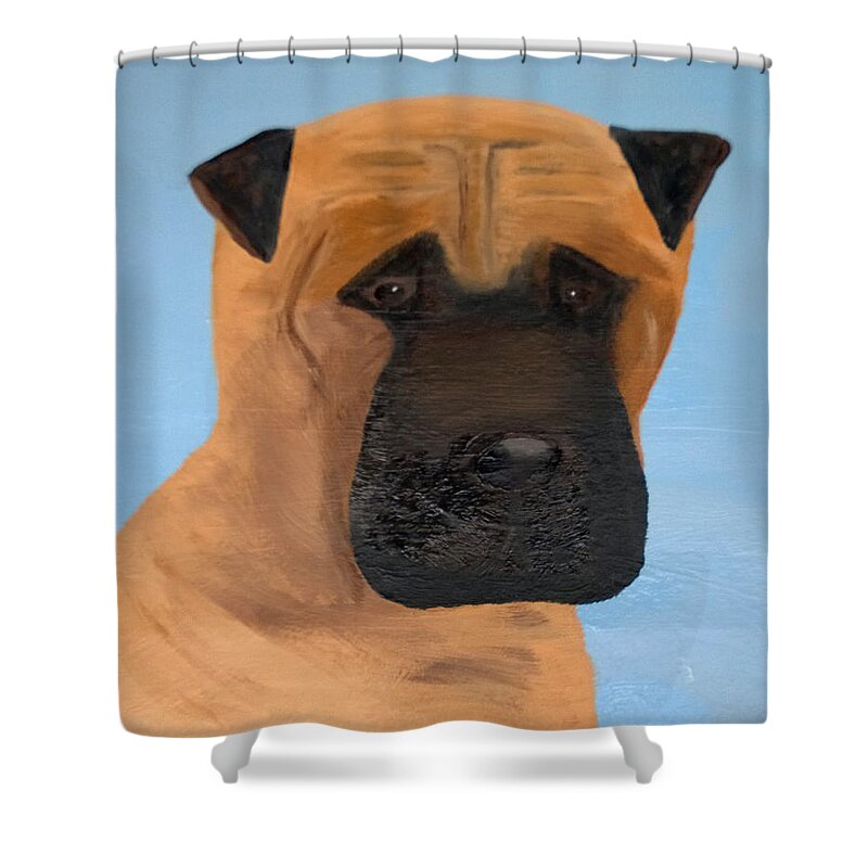 Portraits Shower Curtain featuring the painting Guiness by Jean Wolfrum