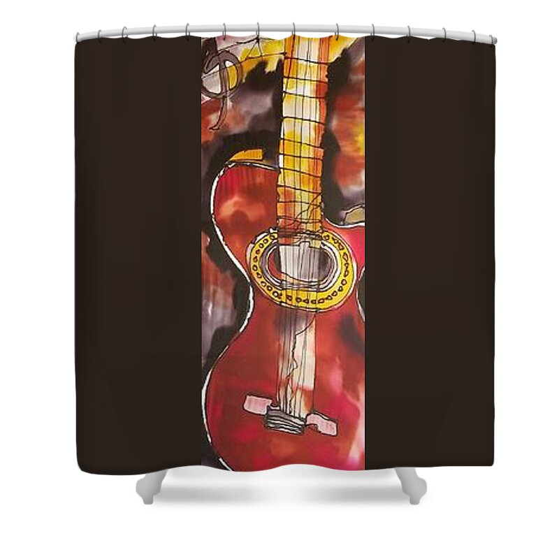 Guitar Shower Curtain featuring the tapestry - textile Guitar by Karla Kay Benjamin