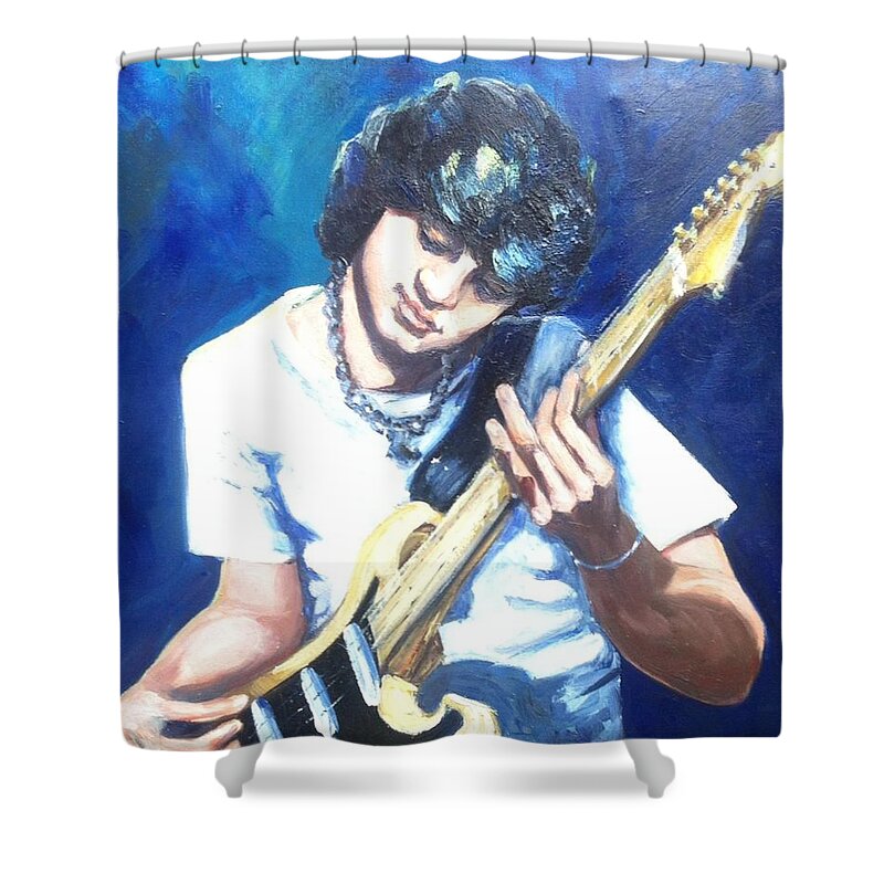 Music Shower Curtain featuring the painting Guitar Love by Beverly Boulet