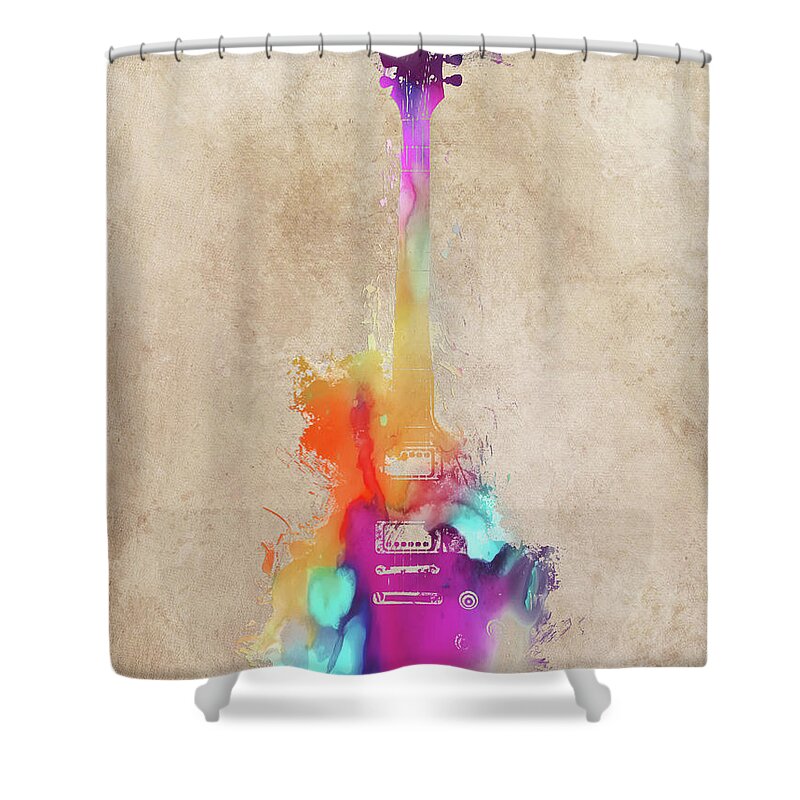 Guitar Shower Curtain featuring the digital art Guitar music instrument art by Justyna Jaszke JBJart