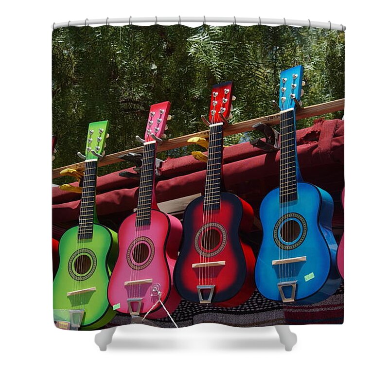 Guitars Shower Curtain featuring the photograph Guitars in Old Town San Diego by Anna Lisa Yoder