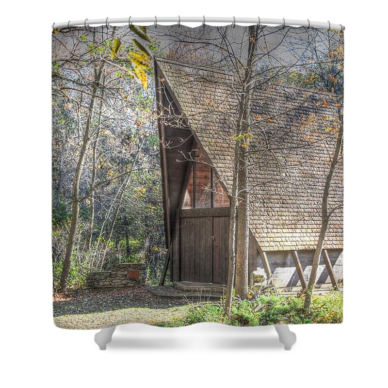 West Lake Shower Curtain featuring the photograph Gull Point Chapel by Gary Gunderson
