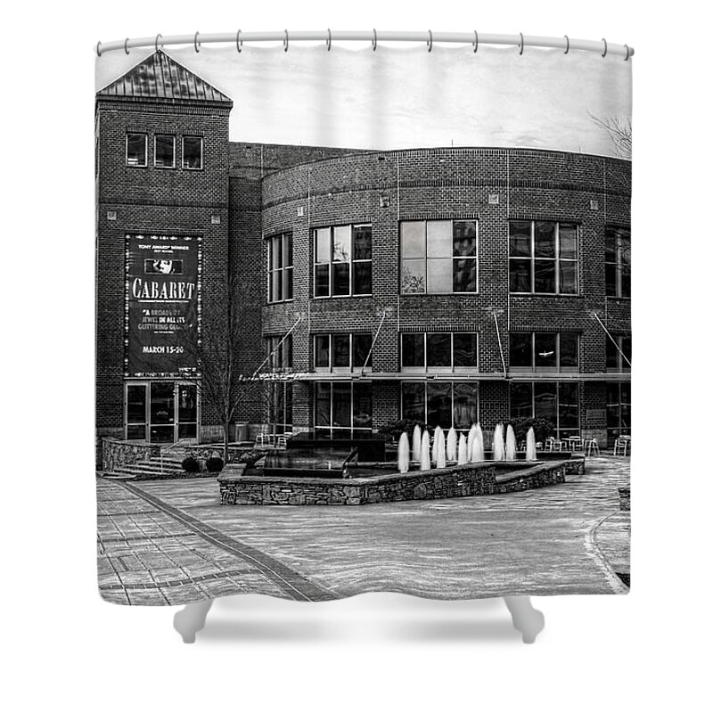 The Peace Center Greenville South Carolina Shower Curtain featuring the photograph Gunter Theater At The Peace Center, Greenville South Carolina In Black and White by Carol Montoya