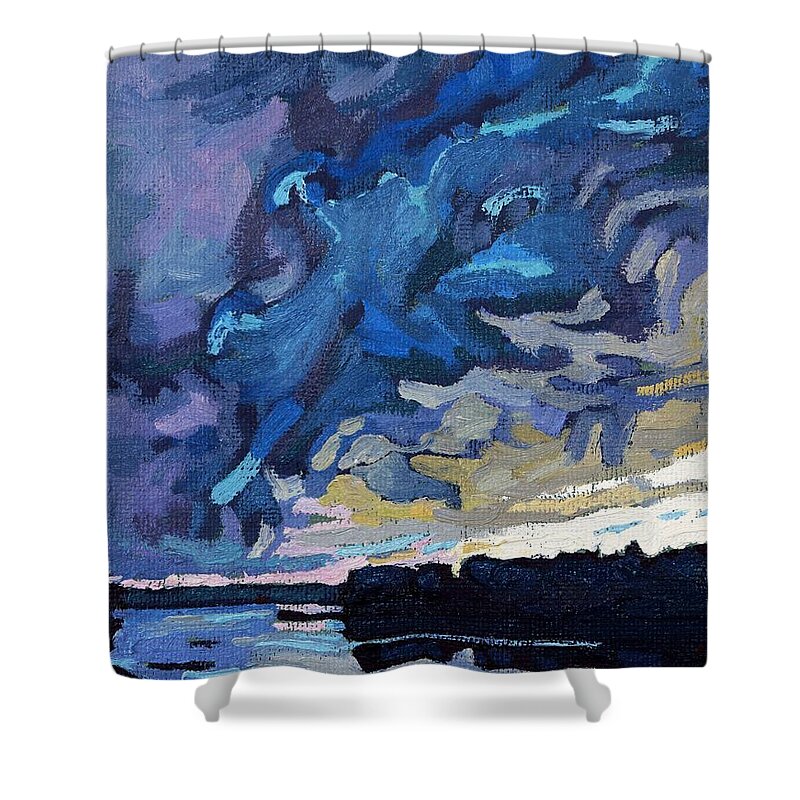 Shelf Shower Curtain featuring the painting Gust Front by Phil Chadwick
