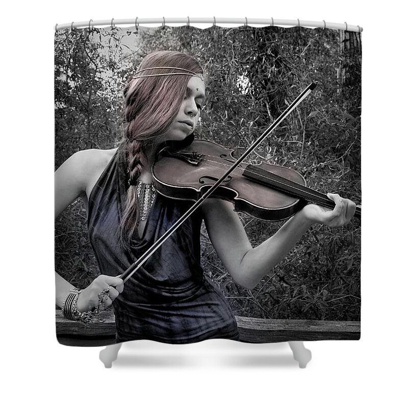 Photograph Shower Curtain featuring the photograph Gypsy Player II by Ron Cline