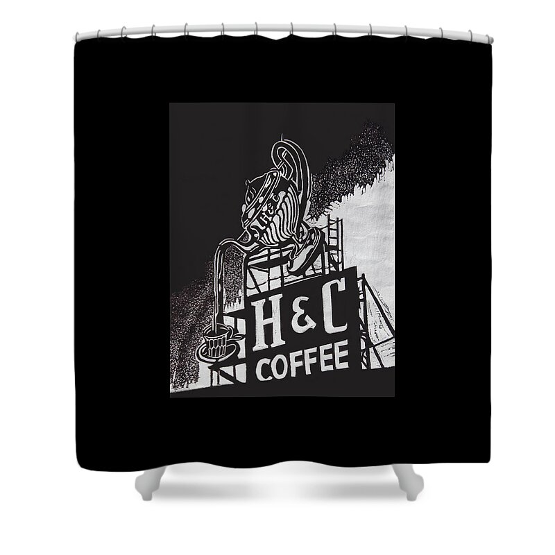 Photograph Shower Curtain featuring the photograph H and C Coffee Sign by Suzanne Gaff