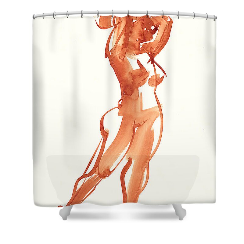 Woman Shower Curtain featuring the painting Hair wrapped up in a Turban by Judith Kunzle