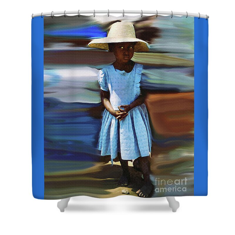 Diane Berry Shower Curtain featuring the painting Haitian Clinic Child Klinik Ayisyen an pitit by Diane E Berry
