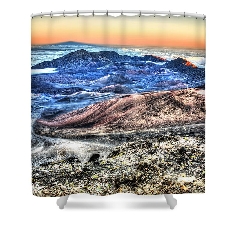 Haleakala Canyon Shower Curtain featuring the photograph Haleakala Crater Sunset Maui by Shawn Everhart