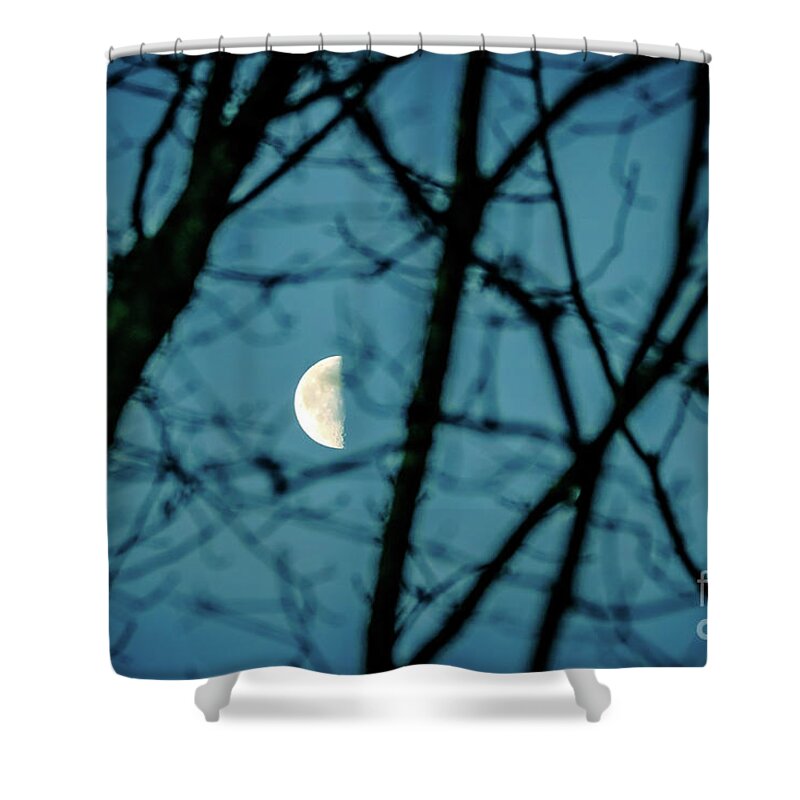 Moon Shower Curtain featuring the photograph Half moon by Claudia M Photography