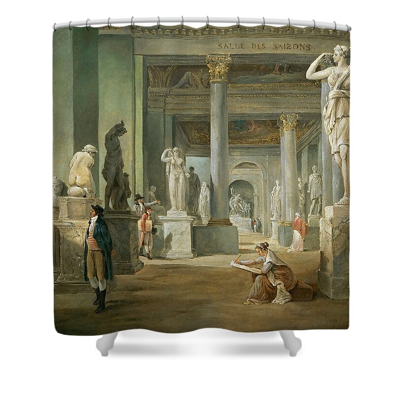 Hubert Robert Shower Curtain featuring the painting Hall of Seasons at the Louvre by Hubert Robert