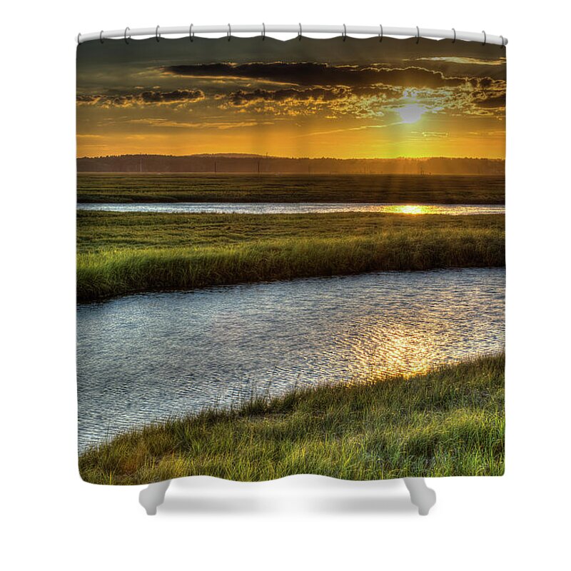 New England Shower Curtain featuring the photograph Hampton Marsh by David Thompsen