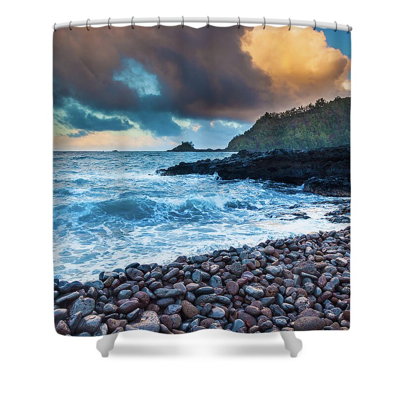 America Shower Curtain featuring the photograph Hana Bay Pebble Beach by Inge Johnsson