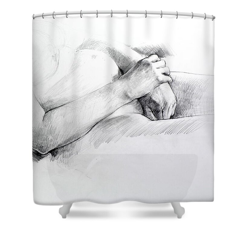 Life Shower Curtain featuring the drawing Hands by Harry Robertson