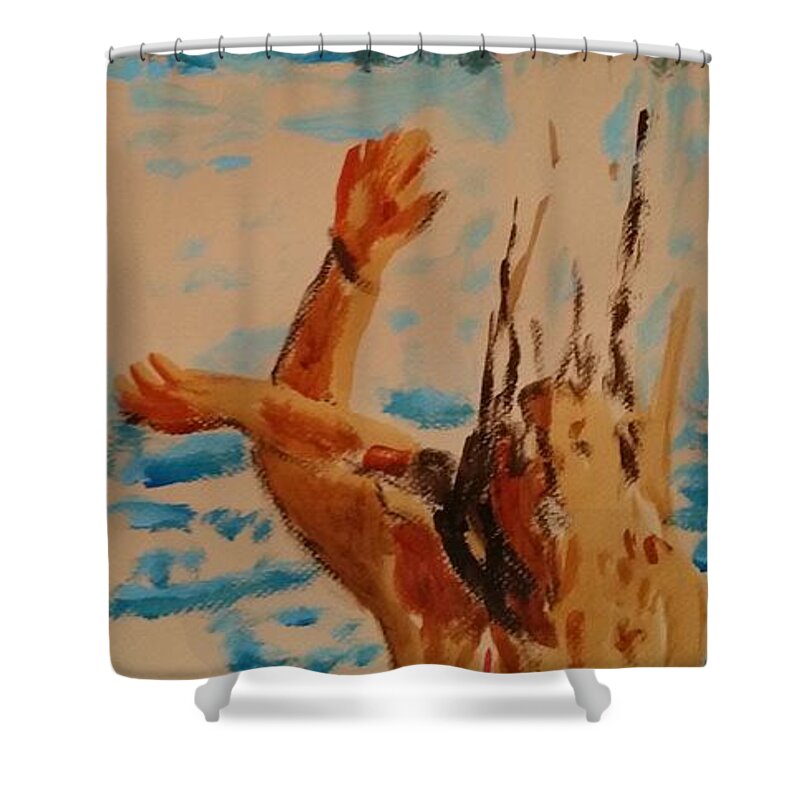 Pose Shower Curtain featuring the painting Hands up sketch IV by Bachmors Artist