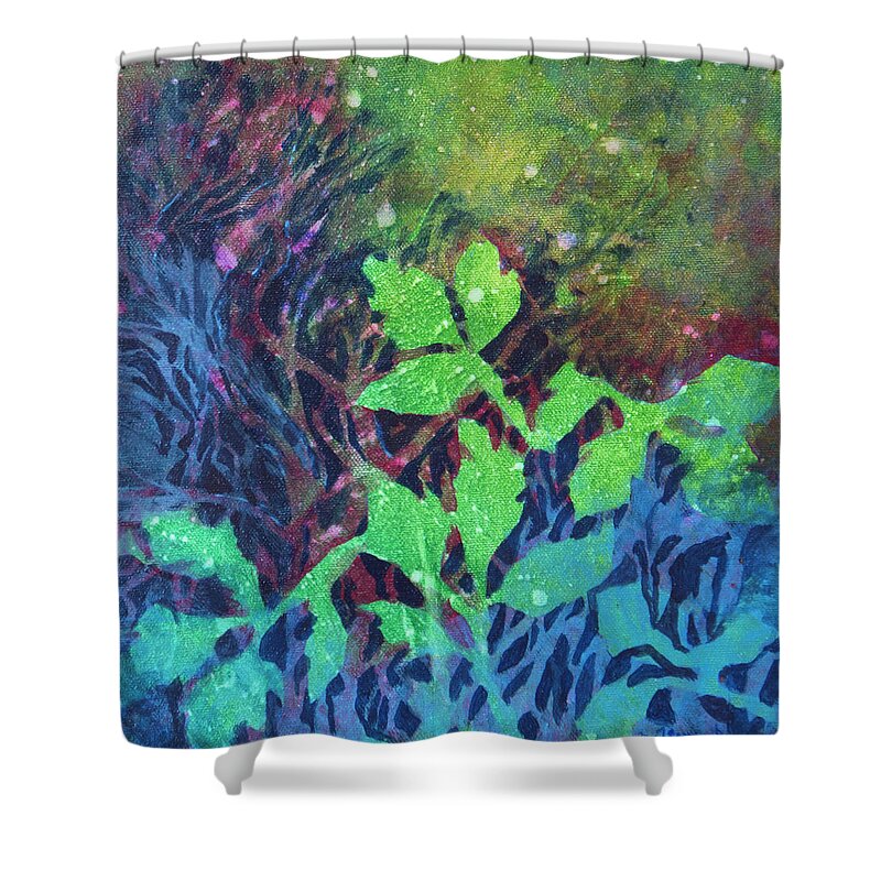 Autumn Leaves Shower Curtain featuring the painting Hang On by Milly Tseng