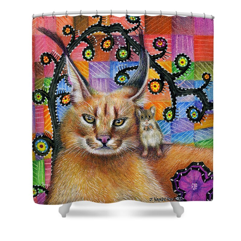 Cat Shower Curtain featuring the painting Hanging Out by Jacquelin L Vanderwood Westerman