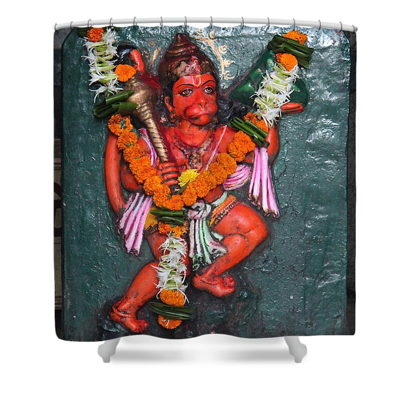 Hanuman Shower Curtain featuring the photograph Hanuman Ji, Somewhere Near Ganeshpuri by Jennifer Mazzucco