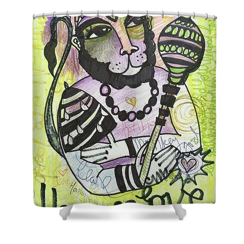 Hanuman Shower Curtain featuring the painting Hanuman Love by Laurie Maves ART