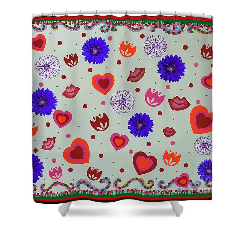Happiness Shower Curtain featuring the mixed media Happiness by Diamante Lavendar