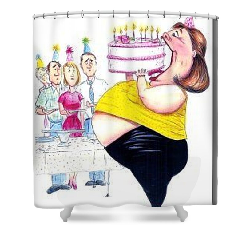 Humor Get Even Shower Curtain featuring the drawing Happy Birthday by Bruce Lennon