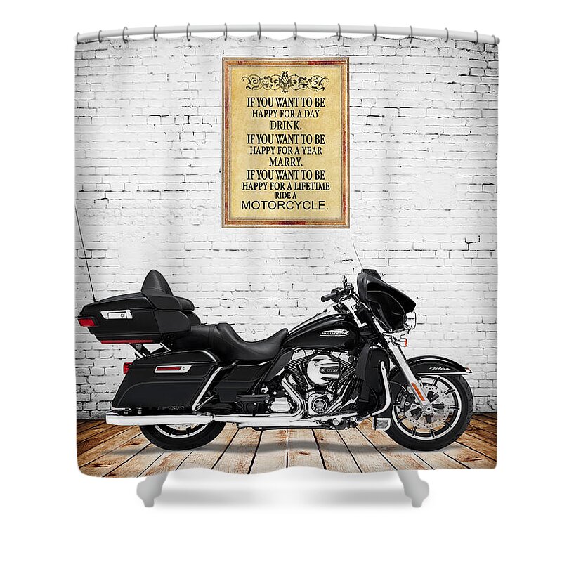 Harley Davidson Shower Curtain featuring the photograph Happy For A Day by Mark Rogan