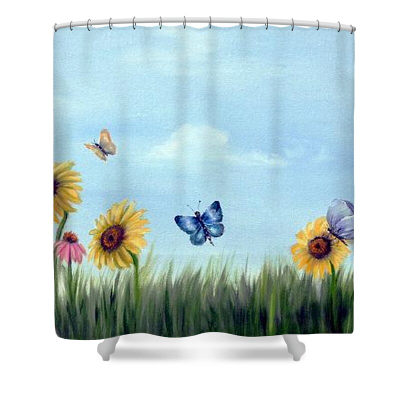 Garden Shower Curtain featuring the painting Happy Garden by Carol Sweetwood