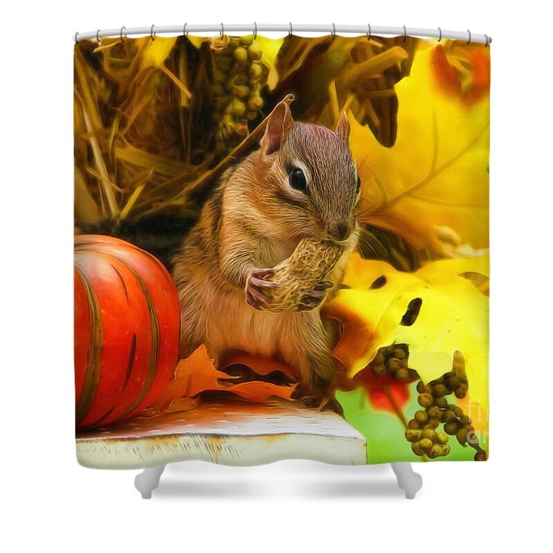 Chipmunk Shower Curtain featuring the photograph Happy Harvest by Tina LeCour