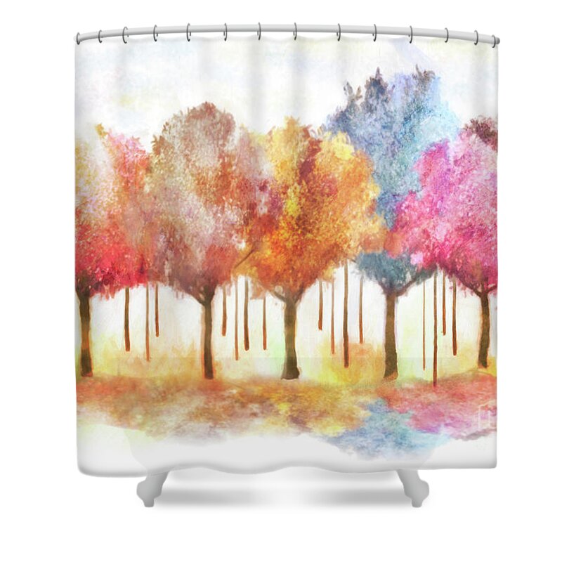 Pastel Shower Curtain featuring the photograph Happy Pastel Trees by Hal Halli