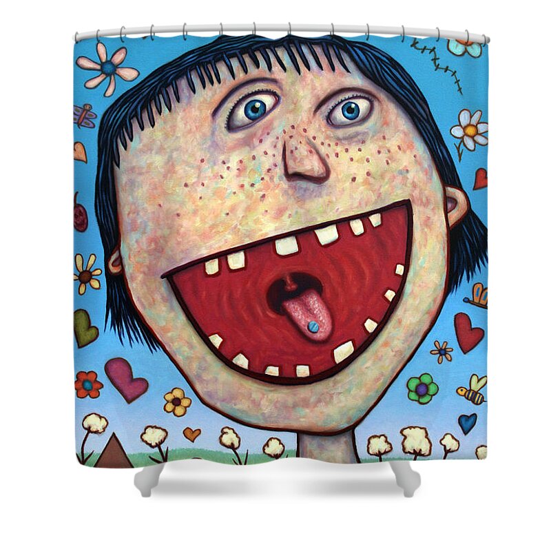 Happy Shower Curtain featuring the painting Happy Pill by James W Johnson