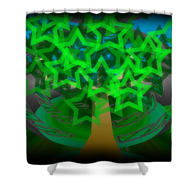 Tree Shower Curtain featuring the digital art Happy Tree by XERXEESE Color Schemes