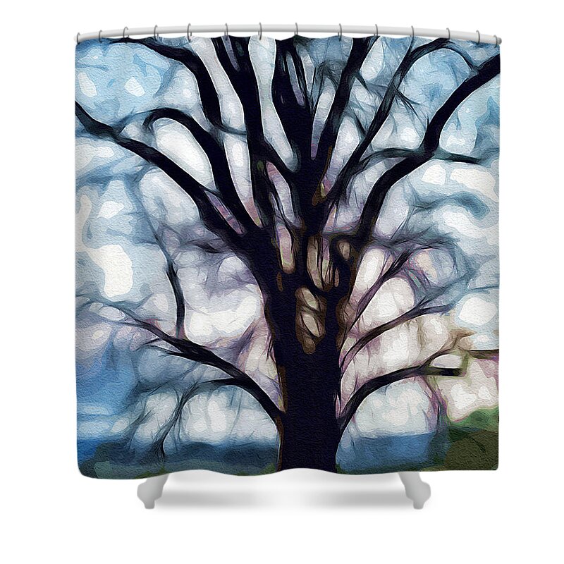 Tree Shower Curtain featuring the digital art Happy Valley Tree by Holly Ethan