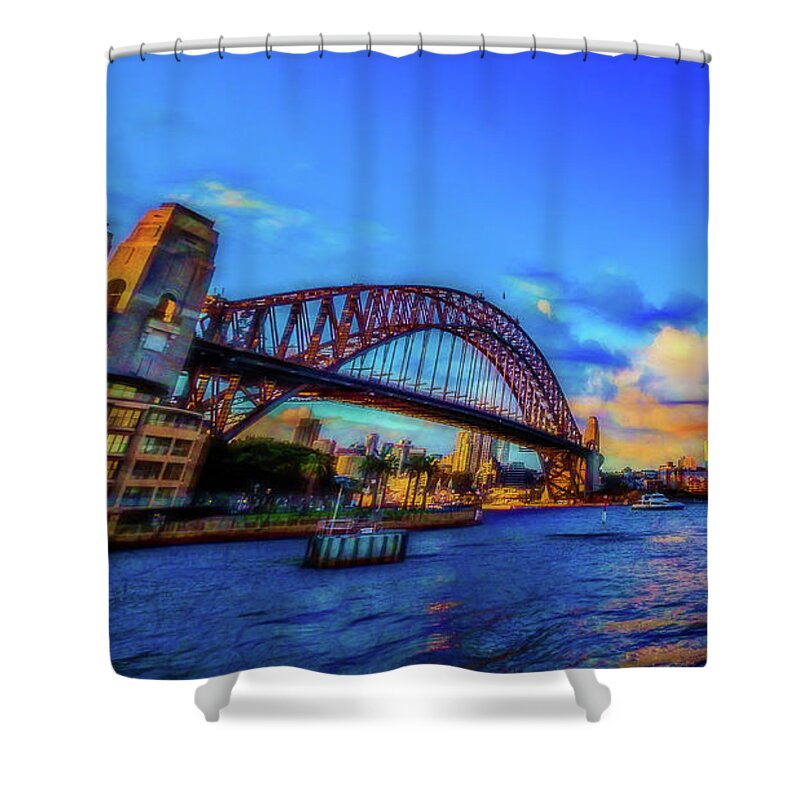 Water Shower Curtain featuring the photograph Harbor Bridge by Perry Webster