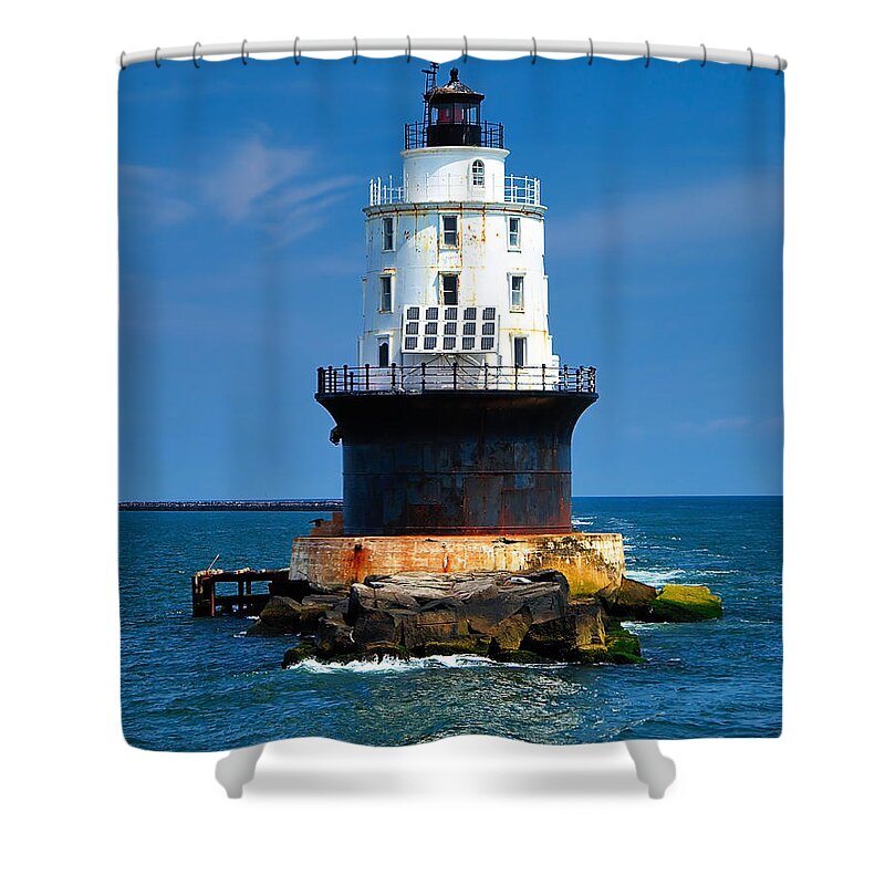 Lighthouse Shower Curtain featuring the photograph Harbor of Refuge Lighthouse by Nick Zelinsky Jr