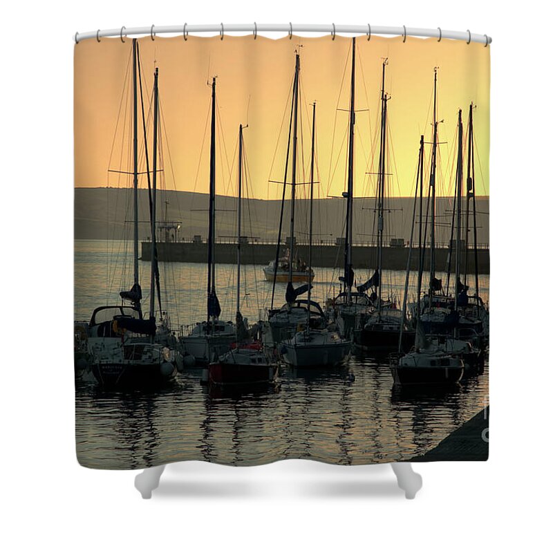 Weymouth Shower Curtain featuring the photograph Harbor Sunrise by Baggieoldboy