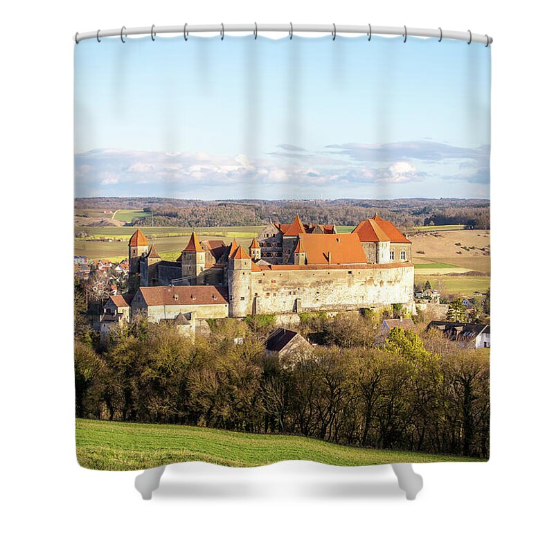 Photosbymch Shower Curtain featuring the photograph Harburg Castle by M C Hood