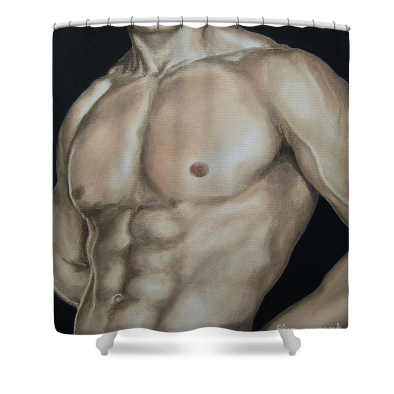 Nude Shower Curtain featuring the painting Hard Body by Jindra Noewi