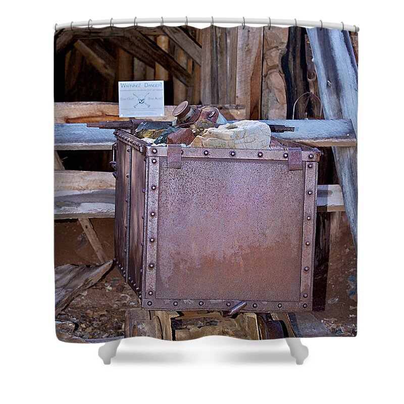Mine Car Shower Curtain featuring the photograph Hard Hat Area by Phyllis Denton