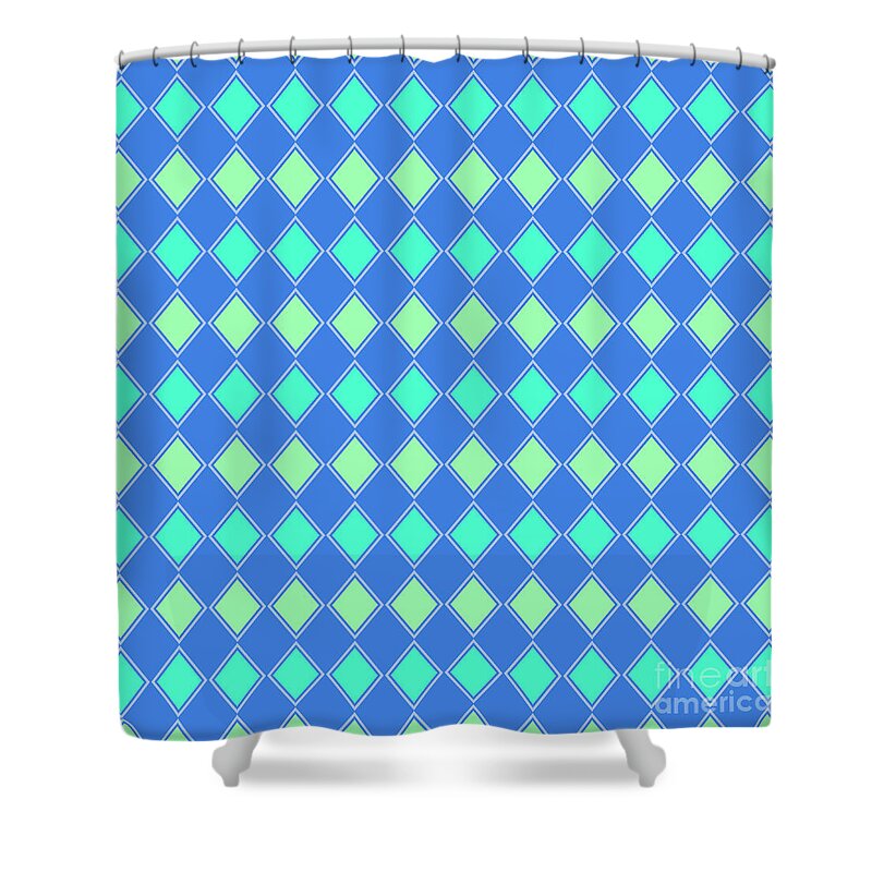 Harlequin Minty Fresh Shower Curtain featuring the digital art Harlequin Minty Fresh by Two Hivelys