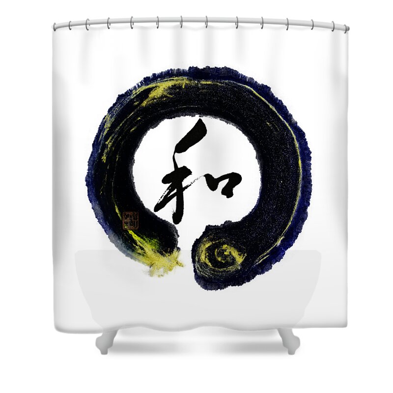Enso Shower Curtain featuring the painting Harmony - Peace with Enso by Peter V Quenter