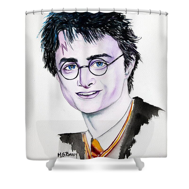 Harry Potter Shower Curtain featuring the painting Harry Potter by Maria Barry