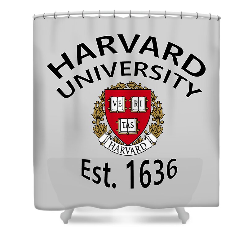 Harvard University Shower Curtain featuring the digital art Harvard University Est 1636 by Movie Poster Prints