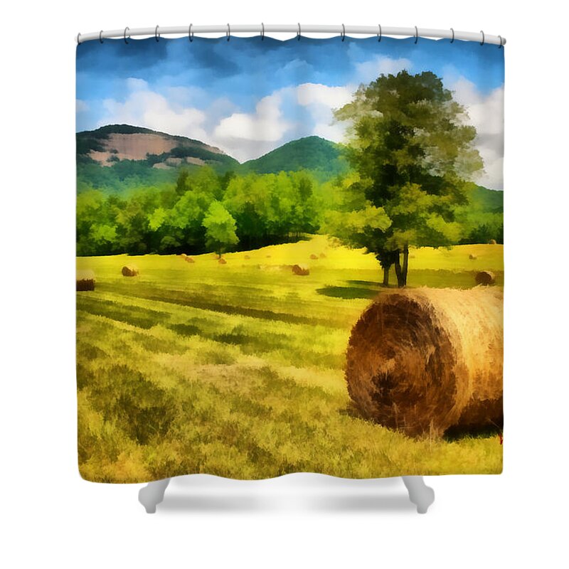 Harvest Shower Curtain featuring the painting Harvest at Table Rock by Lynne Jenkins