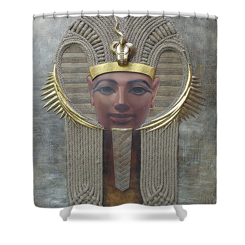 Hatshepsut Shower Curtain featuring the painting Hatshepsut. Female Pharaoh of Egypt by Valentina Kondrashova
